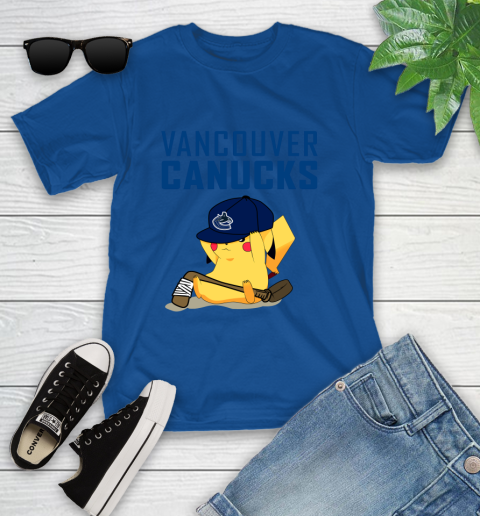 NHL Pikachu Hockey Sports Vancouver Canucks Youth T-Shirt 9