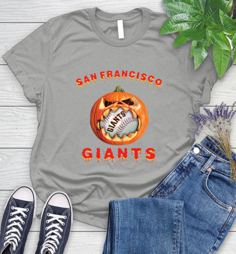 MLB San Francisco Giants Halloween Pumpkin Baseball Sports Women's T-Shirt 10