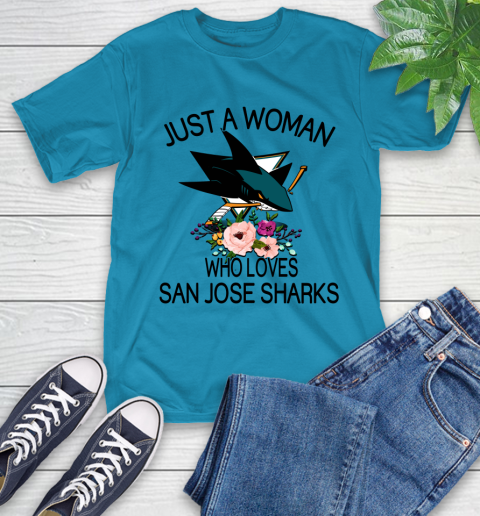NHL Just A Woman Who Loves San Jose Sharks Hockey Sports T-Shirt 7