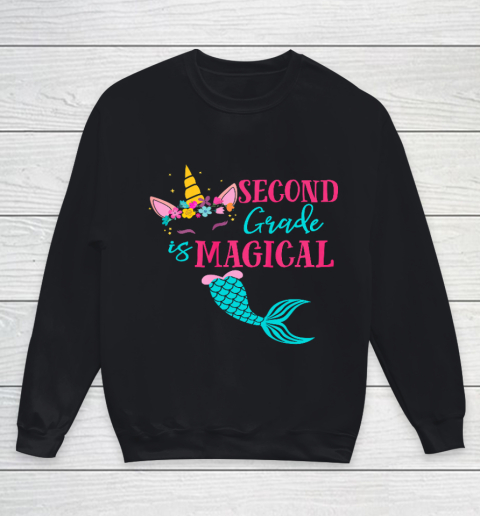 Second Grade Unicorn Mermaid Back To School Girls 2nd Grade Youth Sweatshirt