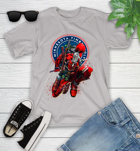NBA Deadpool Marvel Comics Sports Basketball Minnesota Timberwolves Youth T-Shirt 12