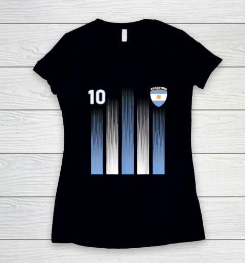 Argentinaian Jersey Argentina Soccer Jersey 10 Football Fan Women's V-Neck T-Shirt