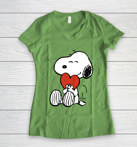 Peanuts Snoopy Heart Valentine Women's V-Neck T-Shirt 5