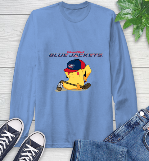 NHL Pikachu Hockey Sports Columbus Blue Jackets Long Sleeve T-Shirt 11