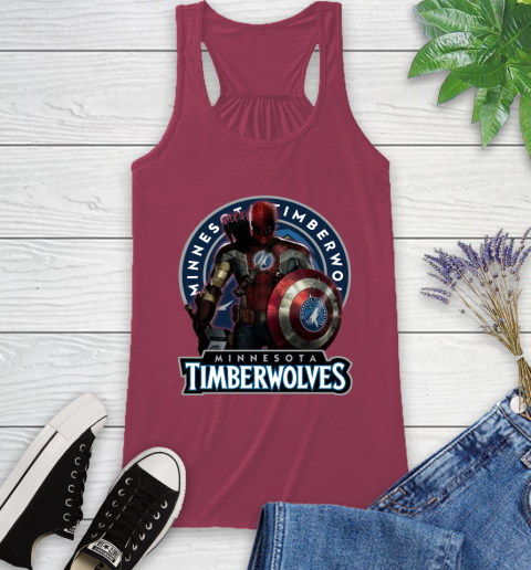 Minnesota Timberwolves NBA Basketball Captain America Thor Spider Man Hawkeye Avengers Racerback Tank 8