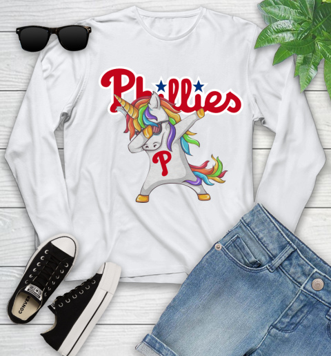 Philadelphia Phillies MLB Baseball Funny Unicorn Dabbing Sports Youth Long Sleeve