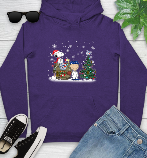MLB Toronto Blue Jays Snoopy Charlie Brown Christmas Baseball Commissioner's Trophy Youth Hoodie 5