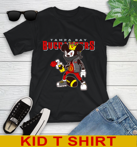 Tampa Bay Buccaneers NFL Football Mickey Peace Sign Sports Youth T-Shirt 2