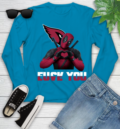 NHL Arizona Cardinals Deadpool Love You Fuck You Football Sports Youth Long Sleeve 8