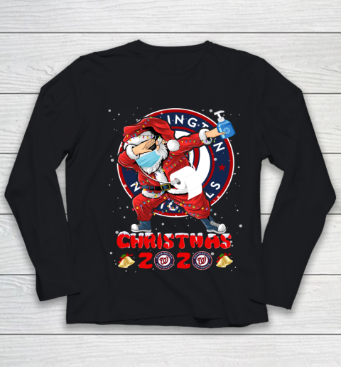 Washington Nationals Funny Santa Claus Dabbing Christmas 2020 MLB Youth Long Sleeve