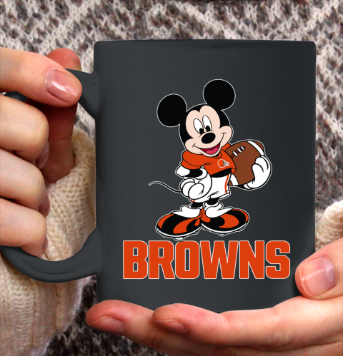 NFL Football Cleveland Browns Cheerful Mickey Mouse Shirt Ceramic Mug 15oz
