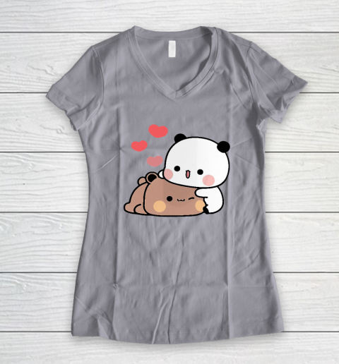 Panda Bear Hug Bubu Dudu Valentines Day's Women's V-Neck T-Shirt 2