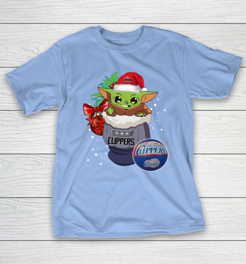 LA Clippers Christmas Baby Yoda Star Wars Funny Happy NBA T-Shirt 11