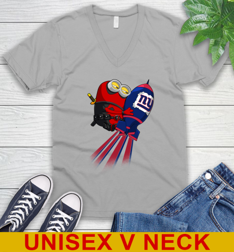 NFL Football New York Giants Deadpool Minion Marvel Shirt V-Neck T-Shirt 3