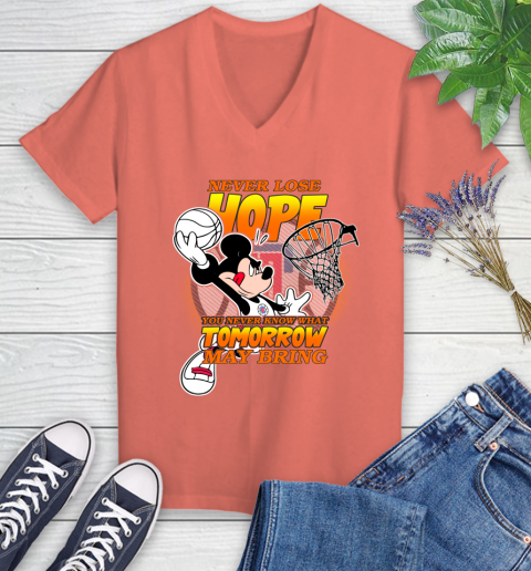 LA Clippers NBA Basketball Mickey Disney Never Lose Hope Women's V-Neck T-Shirt 6