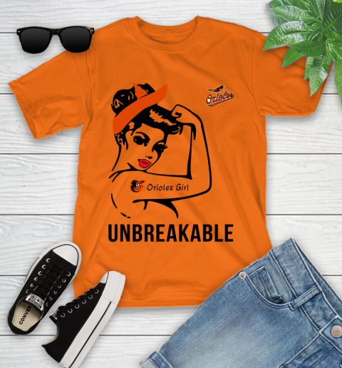 MLB Baltimore Orioles Girl Unbreakable Baseball Sports Youth T-Shirt 14