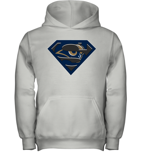 NFL Los Angeles Rams LOGO Superman xklv nfl los angeles ramslogo superman youth hoodie 43 front white
