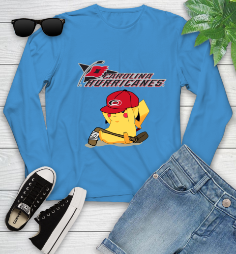 NHL Pikachu Hockey Sports Carolina Hurricanes Youth Long Sleeve 7