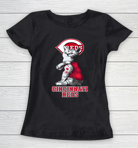 MLB Baseball My Cat Loves Cincinnati Reds Women's T-Shirt