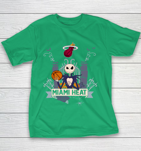 NBA Miami Heat Basketball Jack Skellington Halloween Youth T-Shirt 3