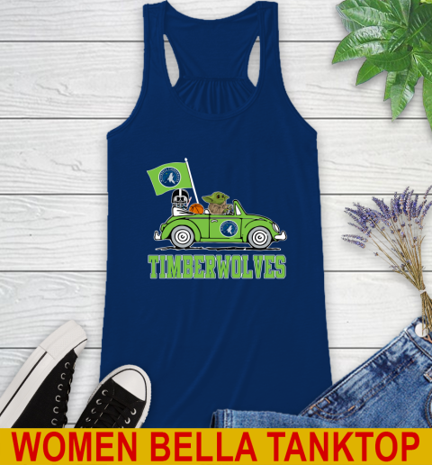 NBA Basketball Minnesota Timberwolves Darth Vader Baby Yoda Driving Star Wars Shirt Racerback Tank 9