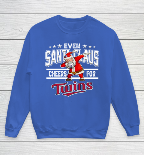 Minnesota Twins Even Santa Claus Cheers For Christmas MLB Youth Sweatshirt 6