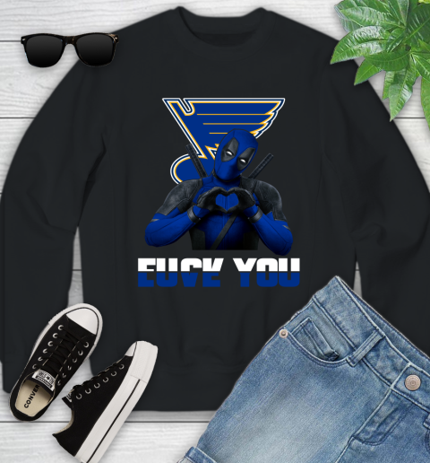 NHL St.Louis Blues Deadpool Love You Fuck You Hockey Sports Youth Sweatshirt