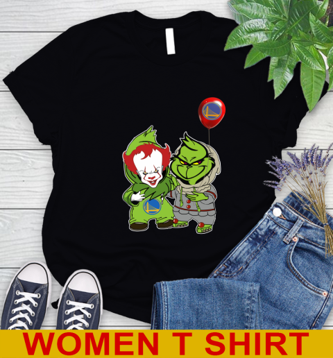 Golden State Warriors Baby Pennywise Grinch Christmas NBA Basketball Women's T-Shirt 2