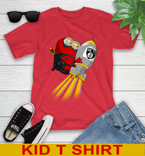NBA Basketball Brooklyn Nets Deadpool Minion Marvel Shirt Youth T-Shirt 11