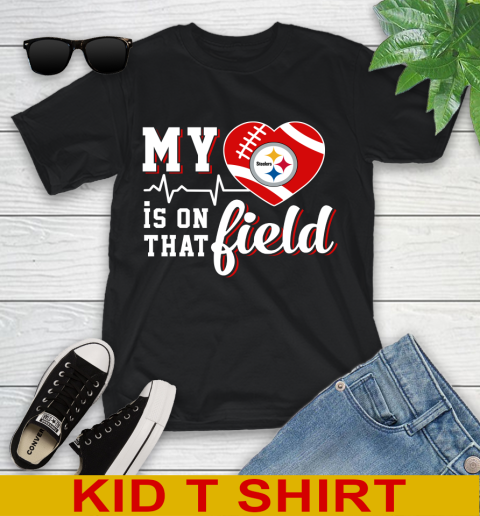 NFL My Heart Is On That Field Football Sports Pittsburgh Steelers Youth T-Shirt
