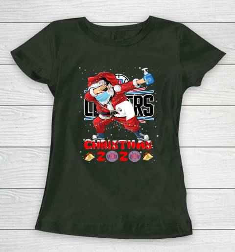 LA Clippers Funny Santa Claus Dabbing Christmas 2020 NBA Women's T-Shirt 4