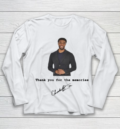 RIP Chadwick Boseman Signature Thank You For The Memories Black Panther Youth Long Sleeve