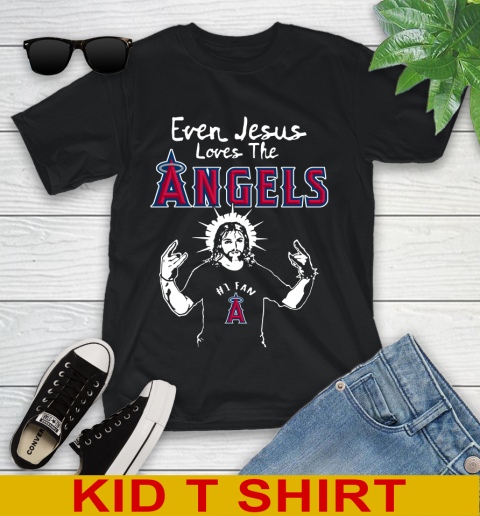 Los Angeles Angels MLB Baseball Even Jesus Loves The Angels Shirt Youth T-Shirt
