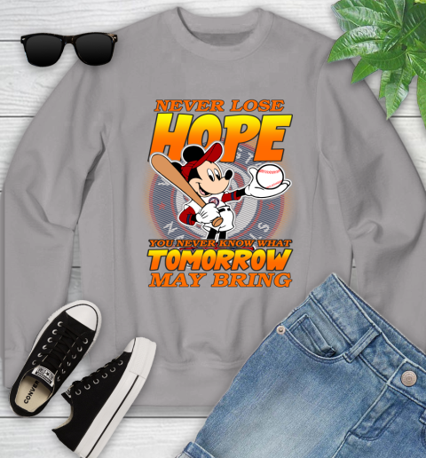 Washington Nationals MLB Baseball Mickey Disney Never Lose Hope Youth Sweatshirt 3