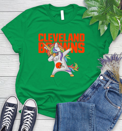 Cleveland Browns NFL Football Funny Unicorn Dabbing Sports Women's T-Shirt 6