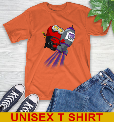 NBA Basketball Sacramento Kings Deadpool Minion Marvel Shirt T-Shirt - Image 5