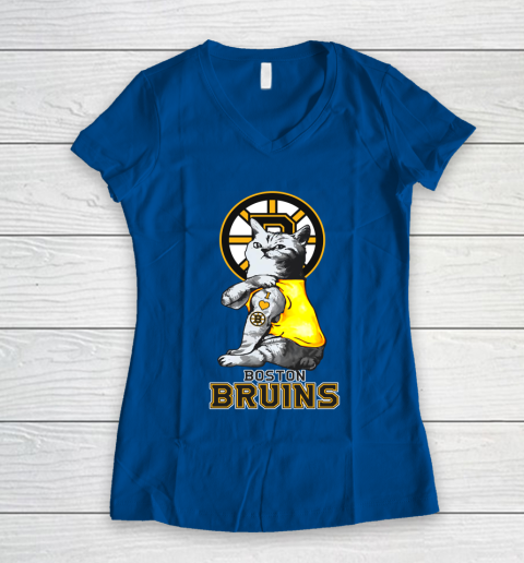 NHL My Cat Loves Boston Bruins Hockey Women's V-Neck T-Shirt 7