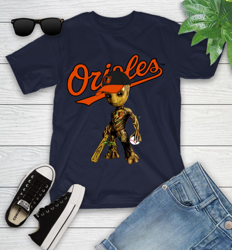 MLB Baltimore Orioles Groot Guardians Of The Galaxy Baseball Youth T-Shirt 3