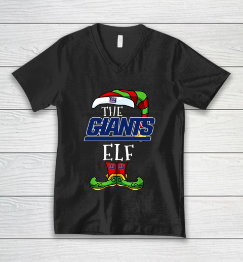 New York Giants Christmas ELF Funny NFL V-Neck T-Shirt