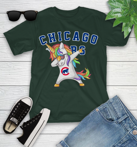 Chicago Cubs MLB Baseball Funny Unicorn Dabbing Sports Youth T-Shirt 5