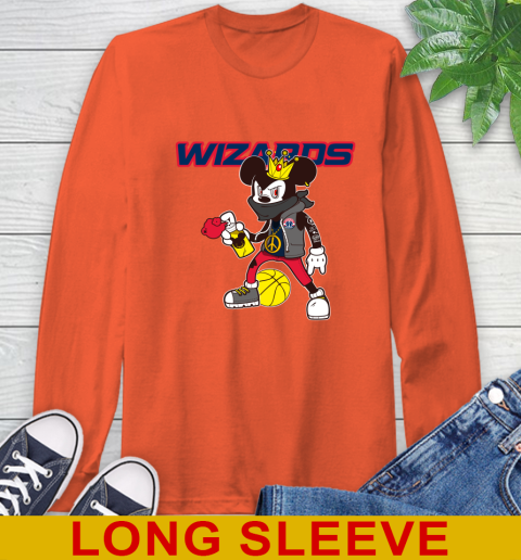 Washington Wizards NBA Basketball Mickey Peace Sign Sports Long Sleeve T-Shirt 5