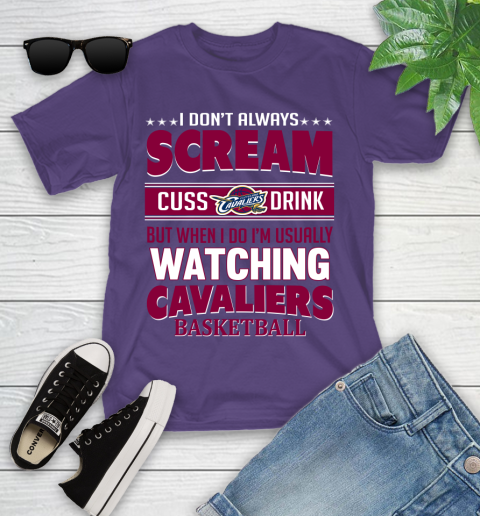 Cleveland Cavaliers NBA Basketball I Scream Cuss Drink When I'm Watching My Team Youth T-Shirt 3