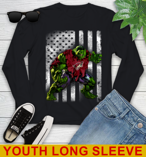 Arizona Coyotes Hulk Marvel Avengers NHL Hockey American Flag Youth Long Sleeve