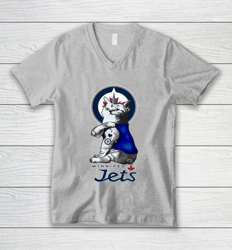 NHL My Cat Loves Winnipeg Jets Hockey V-Neck T-Shirt 3