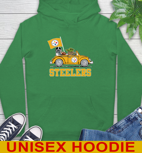 NFL Football Pittsburgh Steelers Darth Vader Baby Yoda Driving Star Wars Shirt Hoodie 8