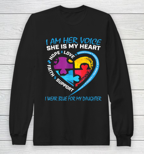 Mom Dad Puzzle I Wear Blue For My Daughter Autism Awareness Long Sleeve T-Shirt