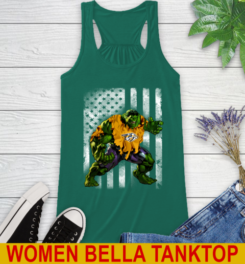 Nashville Predators Hulk Marvel Avengers NHL Hockey American Flag Racerback Tank 5