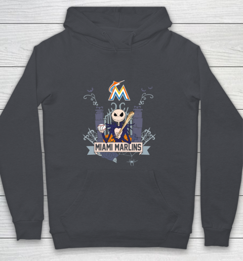 MLB Miami Marlins Baseball Jack Skellington Halloween Youth Hoodie 5
