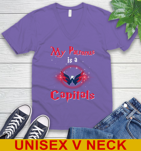 NHL Hockey Harry Potter My Patronus Is A Washington Capitals V-Neck T-Shirt 8