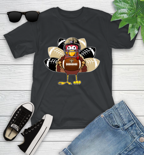 New Orleans Saints Turkey Thanksgiving Day Youth T-Shirt 2